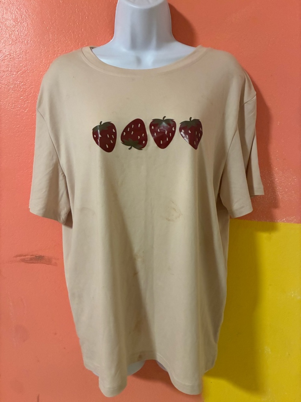 Beige Strawberry Graphic Tee